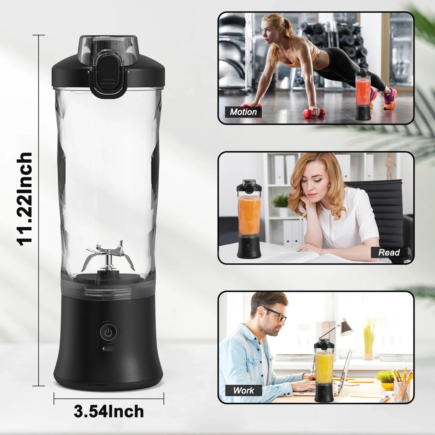 Portable Blender 600ML Electric Juicer Fruit Mixers 4000mAh USB Rechargeable Smoothie Blender Mini Personal Juicer Cup