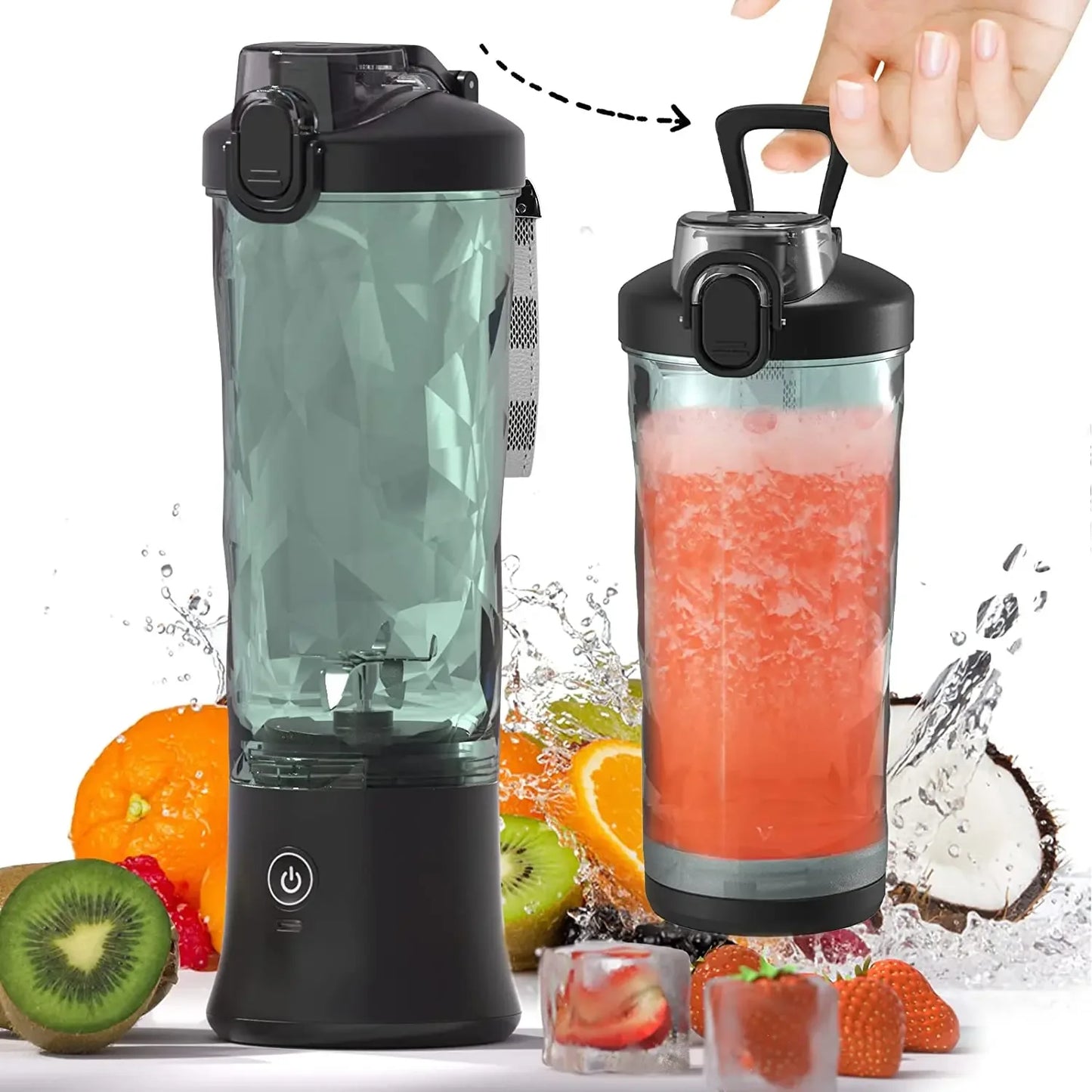 Portable Blender 600ML Electric Juicer Fruit Mixers 4000mAh USB Rechargeable Smoothie Blender Mini Personal Juicer Cup