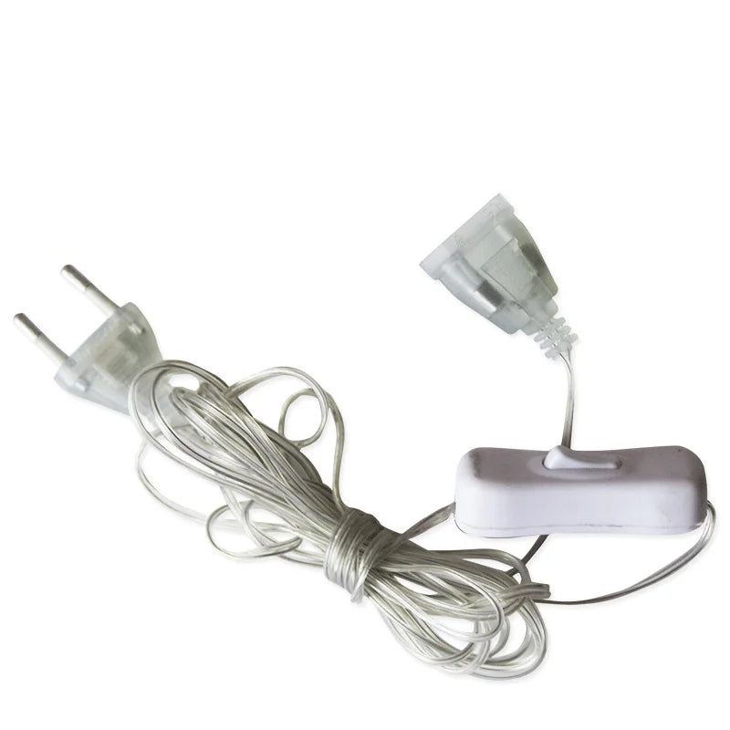 3M 5M Power Extension Cord For EU / US Plug LED Holiday Light String