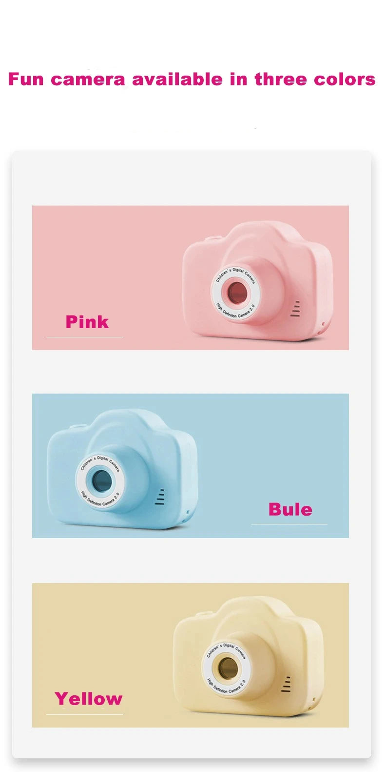 New Style Children's Digital Cameras Portable  Multifunctional Mini Cartoon Camera Toys Kids Outdoors Records Camera Toys Gifts