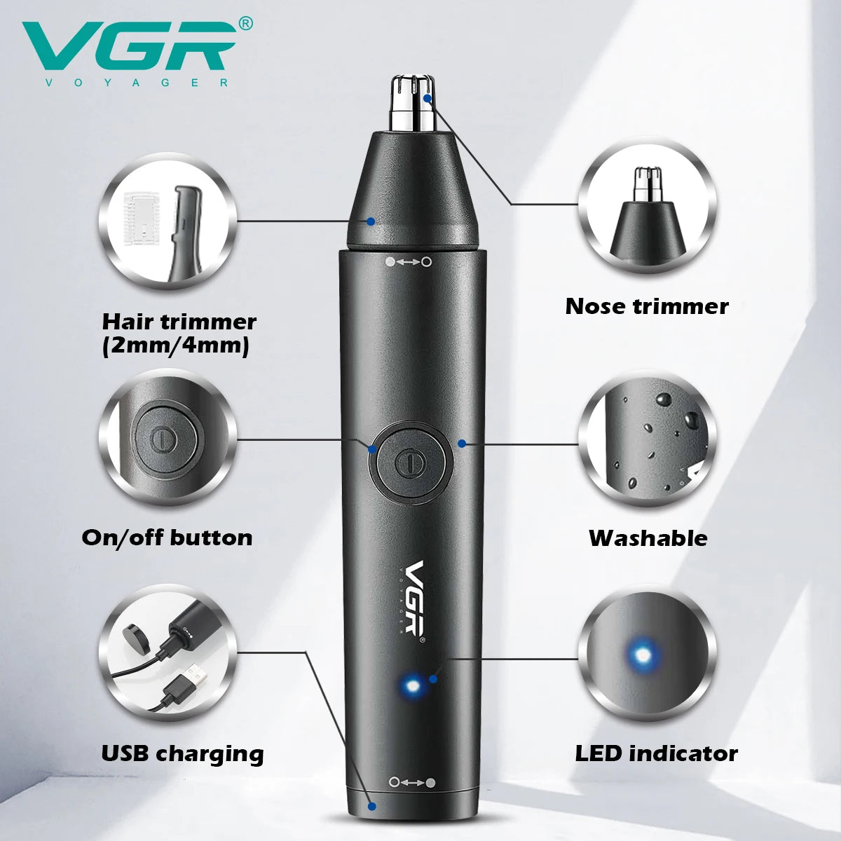 VGR Professional Nose Hair Trimmer Mini Hair Trimmer Electric Nose Trimer