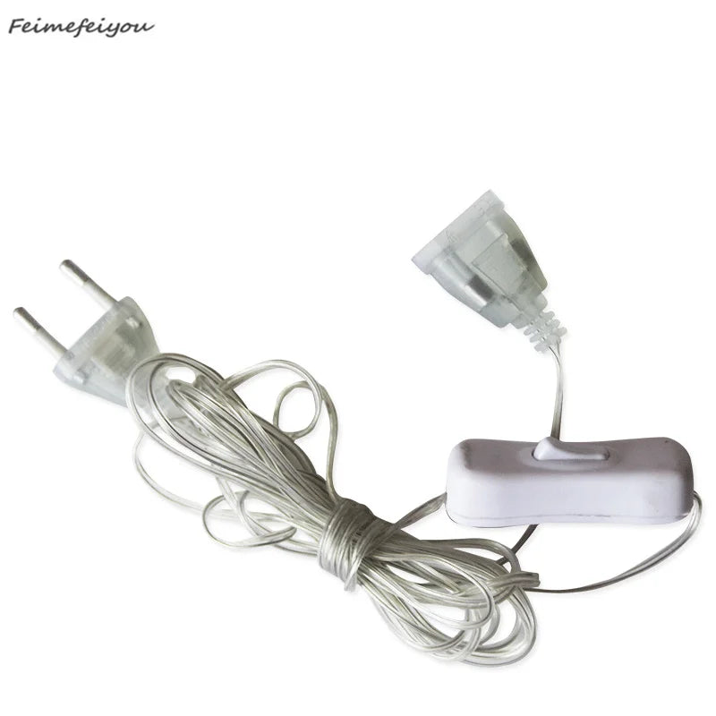 3M 5M Power Extension Cord For EU / US Plug LED Holiday Light String